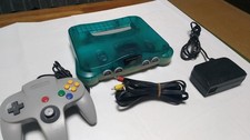 Nintendo 64 Game Console NUS-001 Clear Blue Complete set USED Japan Free Ship