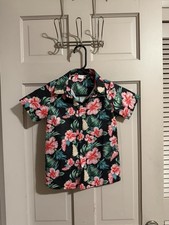 Boys Button Down Hawaiian Print Shirt Size XS
