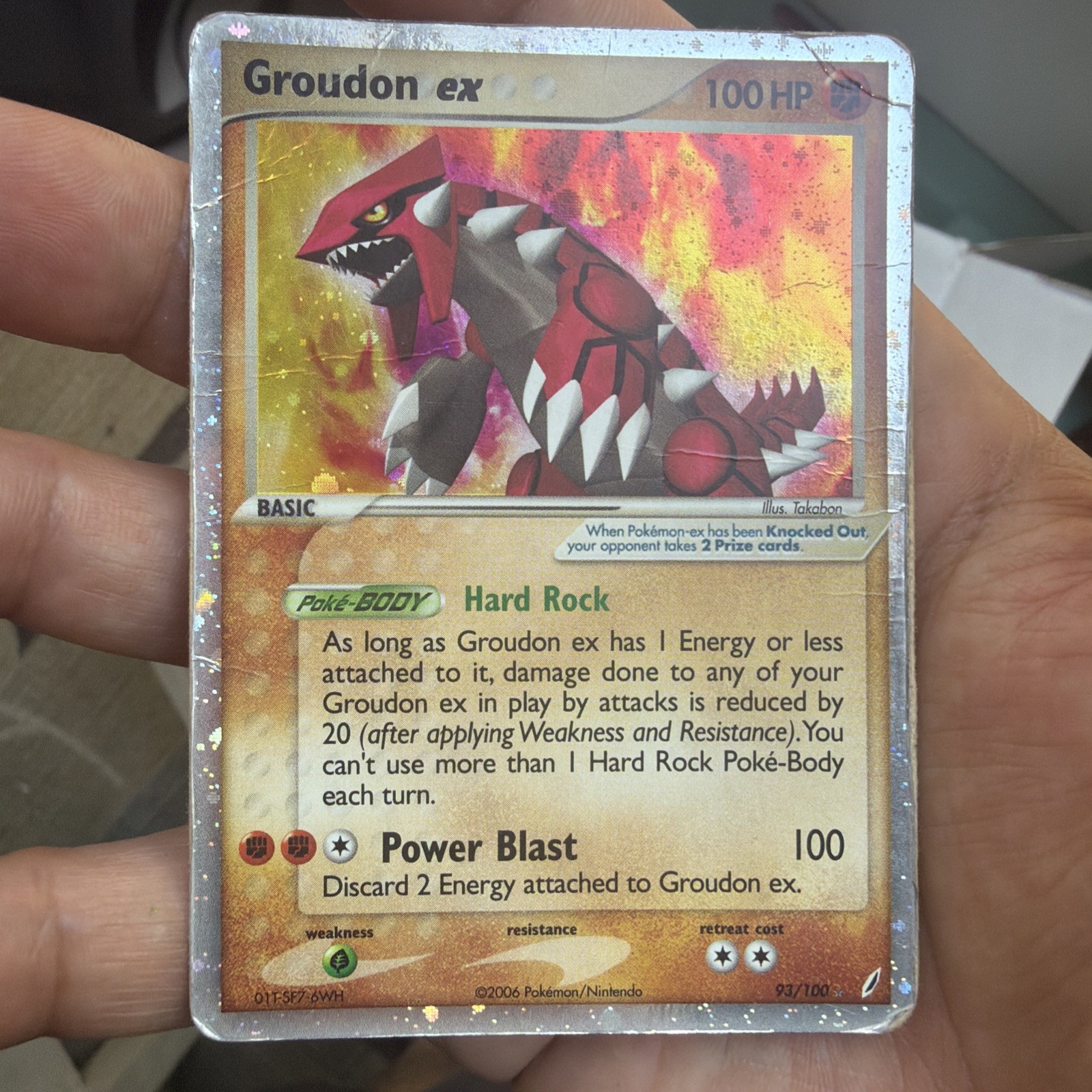 Pokemon 2006 Groudon EX-#93/100-CRYSTAL Guardians-Holo Card HP