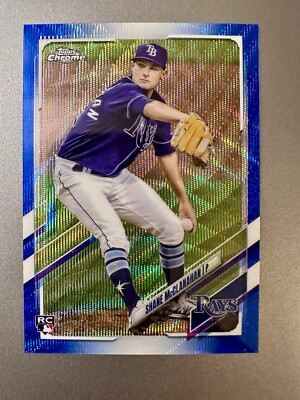 2021 Topps Chrome Shane McClanahan 37/75 Blue Wave Refractor RC Rays SP #23