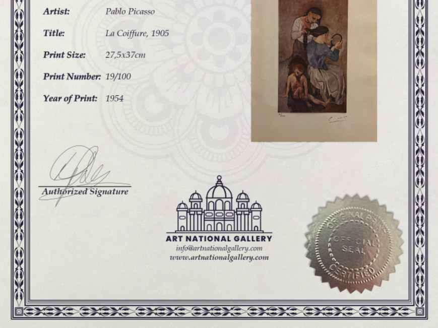 Pablo Picasso, Original Signed Print with COA and $3,500 Appraisal.