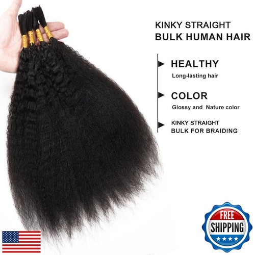 Kinky Straight Human Braiding Hair No Weft 100g (1Pack-4PCS) Yaki Straight Bu - Picture 4 of 5