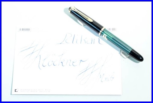 1960s Green Striped PELIKAN 400NN Fountain Pen Flexible M 14C Nib / KLÖCKNER