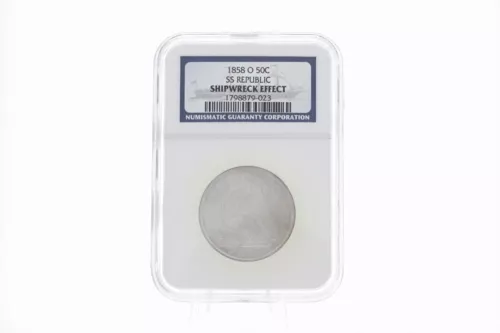 1858-O Half Dollar Seated Liberty SS Republic Shipwreck Effect NGC Sealed Case