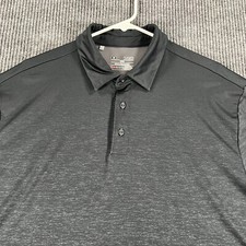 Under Armour Polo Shirt Mens XL Extra Large Black Short Sleeve Loose Heat Gear