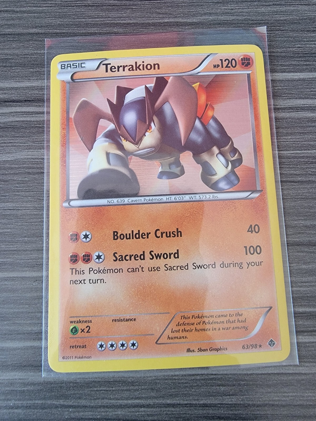 Terrakion 63/98 Holo Rare - 2011 Pokémon Black & White: Emerging Powers - NM