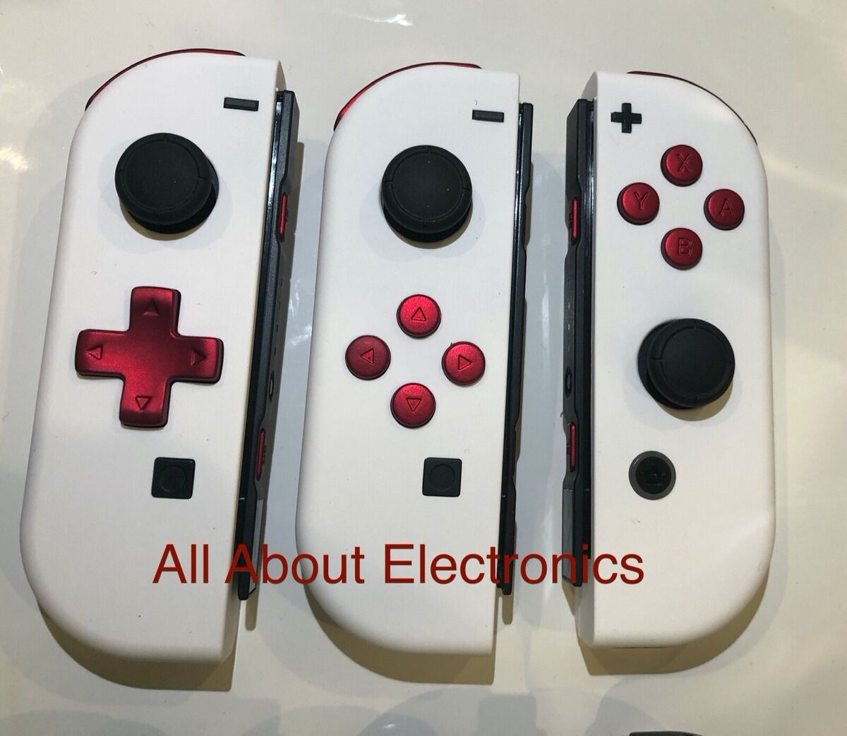 Nintendo Switch Custom Joy-Con Soft Touch White Joy Cons Controllers Red