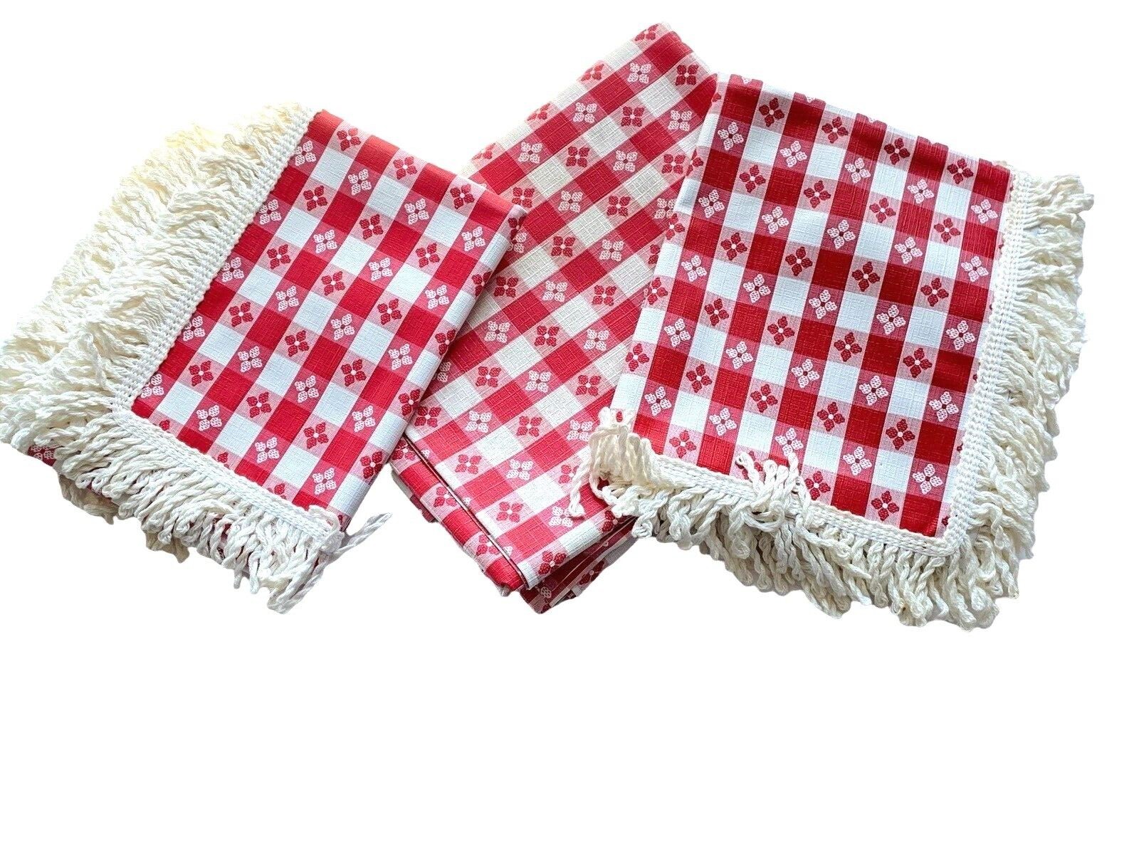 Mesa de picnic y banco de colección Leacock Pik-Nik-Pal con flecos rojo a cuadros 3 piezas EE. UU.