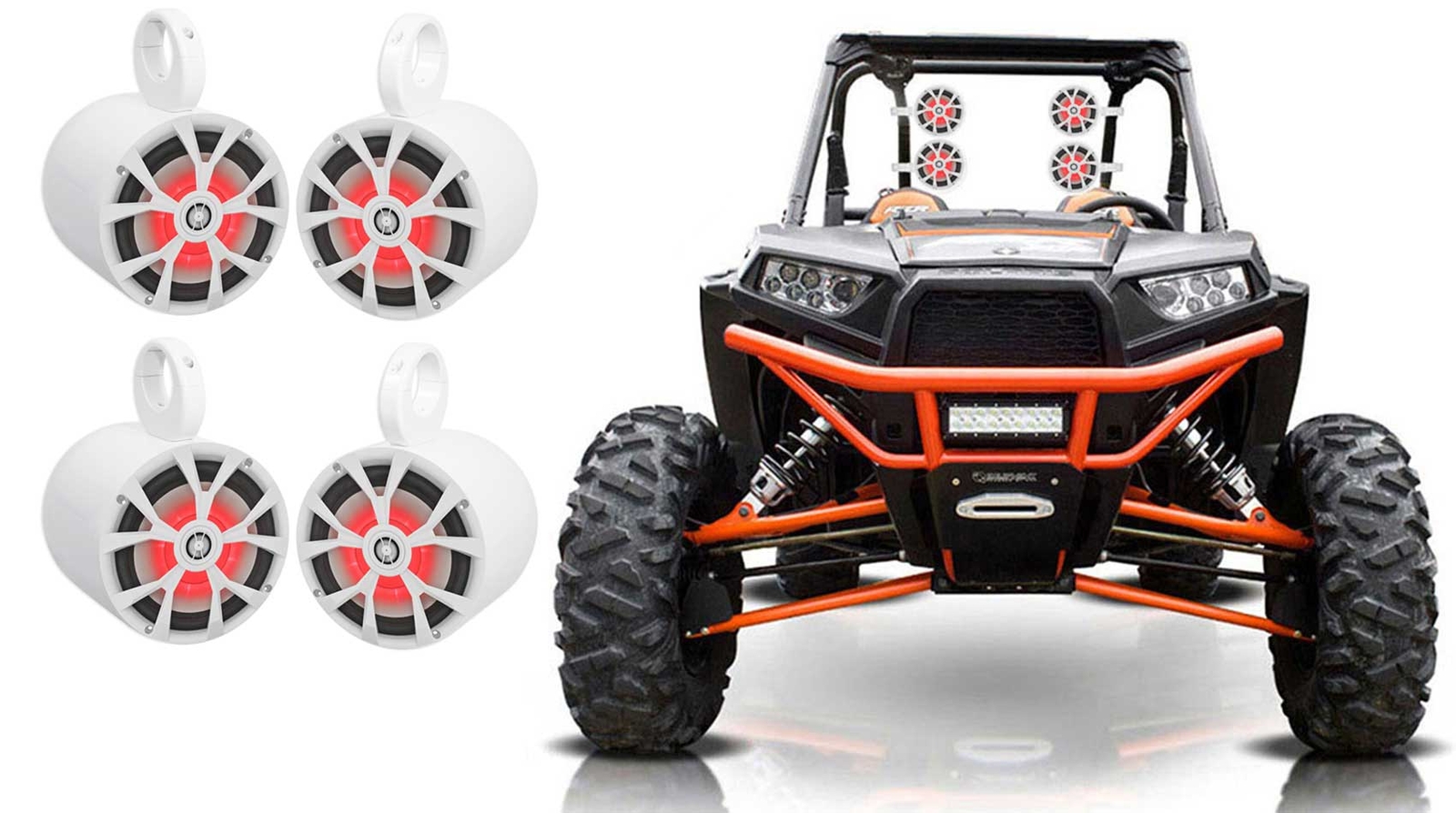 4 Светодиодные колонки Rockville RKL80MW с 8 башнями для Polaris RZRATVUTVCartJeep