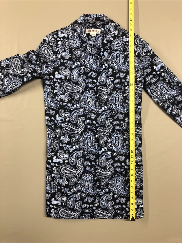 Michael Kors длинным рукавом пейсли синий легкий пальто на пуговицах, размер S - Изображение 3 из 4