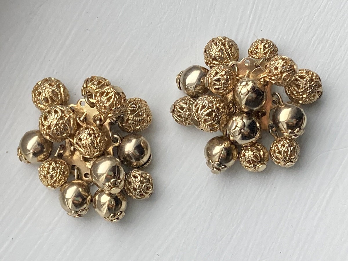 NICE 1950s Vintage Chunky Gold Clip On Bangle Bubble