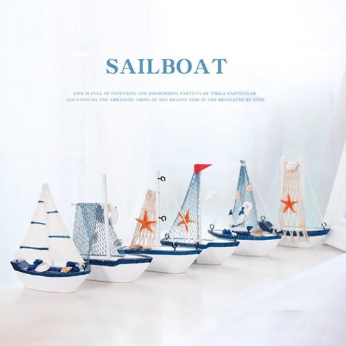 Sailboat Model Wooden Sailing Boat Home Decoration Beach Nautical Design Nav Ht - Photo 10/17