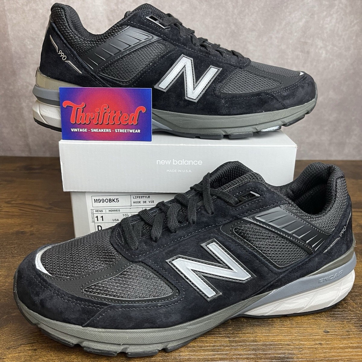 New Balance 990v5 Made In USA Black Size 11 M990BK5 OG Rare Men 