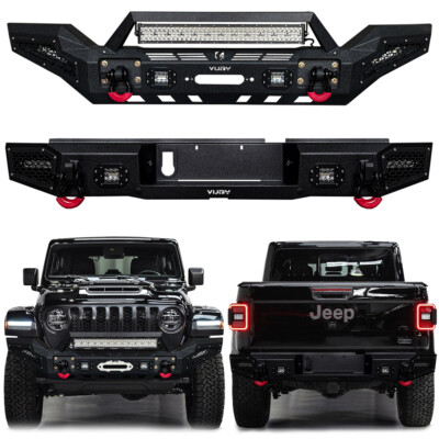 Vijay For 2020-2024 Jeep Gladiator JT Front or Rear Bumper w/Winch Plate&Lights
