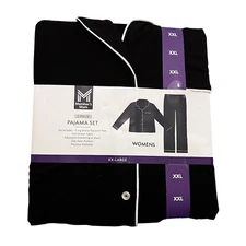 Members Mark Womens Size 20 XX-Large Pajamas Notch Collar Button Shirt Pants Set
