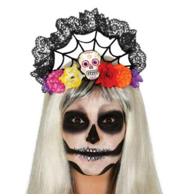 Day Of The Dead Stirnband – Halloween-Kopfschmuck Mit Totenkopf-Motiv, Elastisch, Für Damen