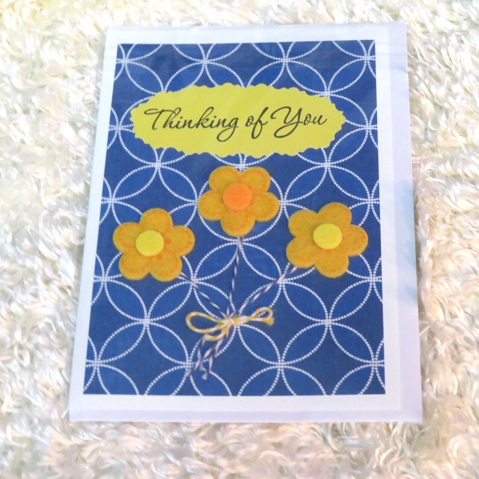 Set of 4 Handmade assorted THINKING OF YOU folded cards, 5.5"X4.25" and 5"X7" - Image 2 of 4