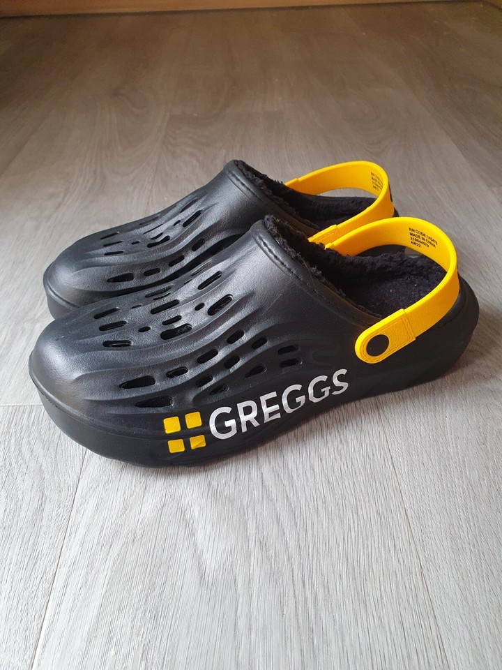 Limited Edition Black Greggs Crocs Style Slip Ons, Size UK 8 / EU 42 eBay
