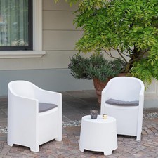 Tavolo 2  sedia con cuscino in resina bianca Salotto  casa terrazzo giardino