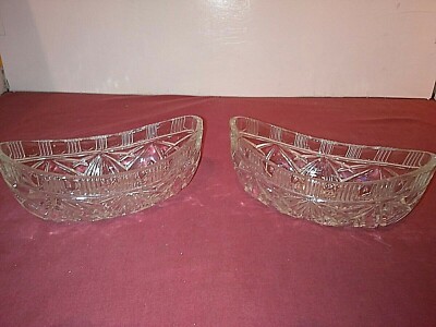 VINTAGE OVAL PRES CUT GLASS BON BON DISHES SWEET BOWLS
