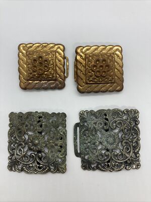 Lot Of 2 Rusty Antique Belt Buckle Filigree Gold And Silver  display picture 3
