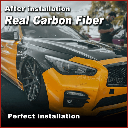 For Infiniti Q50 Q50S 2014-2023 Real Carbon Exterior Side Fender Vent Cover Trim - Picture 6 of 15