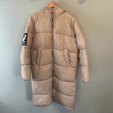 Women's Kangol X H&m Jacket Women Small Beige Long Coat Puffer