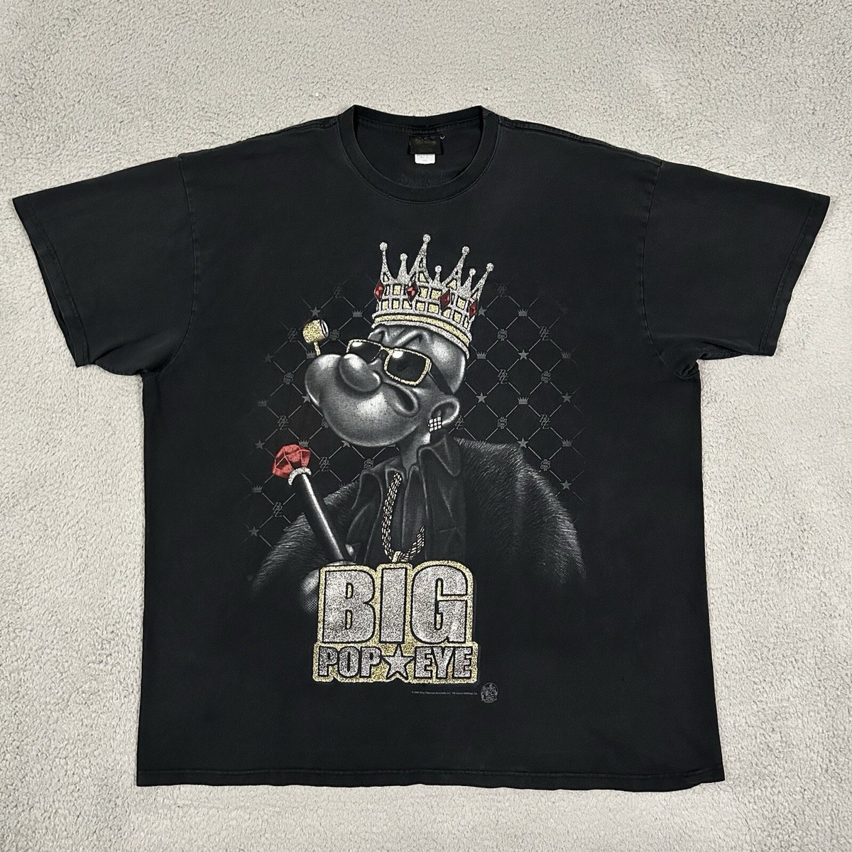 Y2K Changes Big Pop Eye Faded Black T-Shirt Size XXL Relaxed Fit 