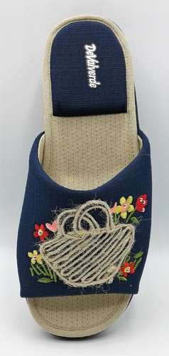 Ladies Scuff Slipper - DeValverde 178 Basket Summer - Coral & Marino & Indigo - Picture 21 of 22