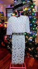 SALE! Vintage 1980s HANAE MORI B&W Polka Dot Flutter Dress VTG Size 10