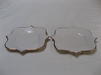 L ' OBJET MADE BY HAND IN PORTUGAL MODERN OFF WHITE  2 PLATES 6.25'' MID CENTURY