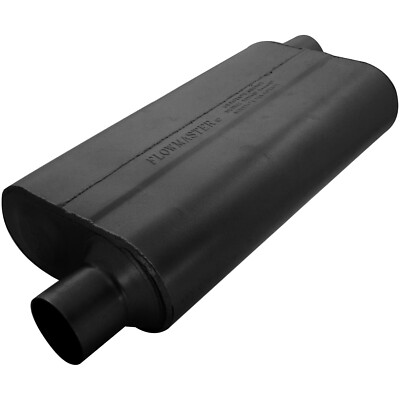 50 Series Delta Flow Muffler, 2.5'' Offset Inlet/Outlet, Steel, Black