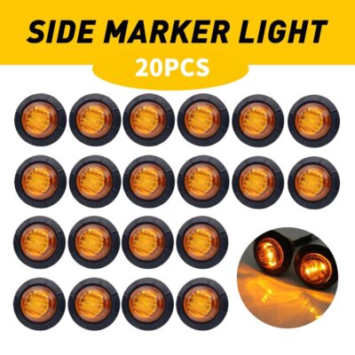 20X Pickup Round Side Marker lights 3/4''LED Bullet Light Truck Trailer Amber EJJ