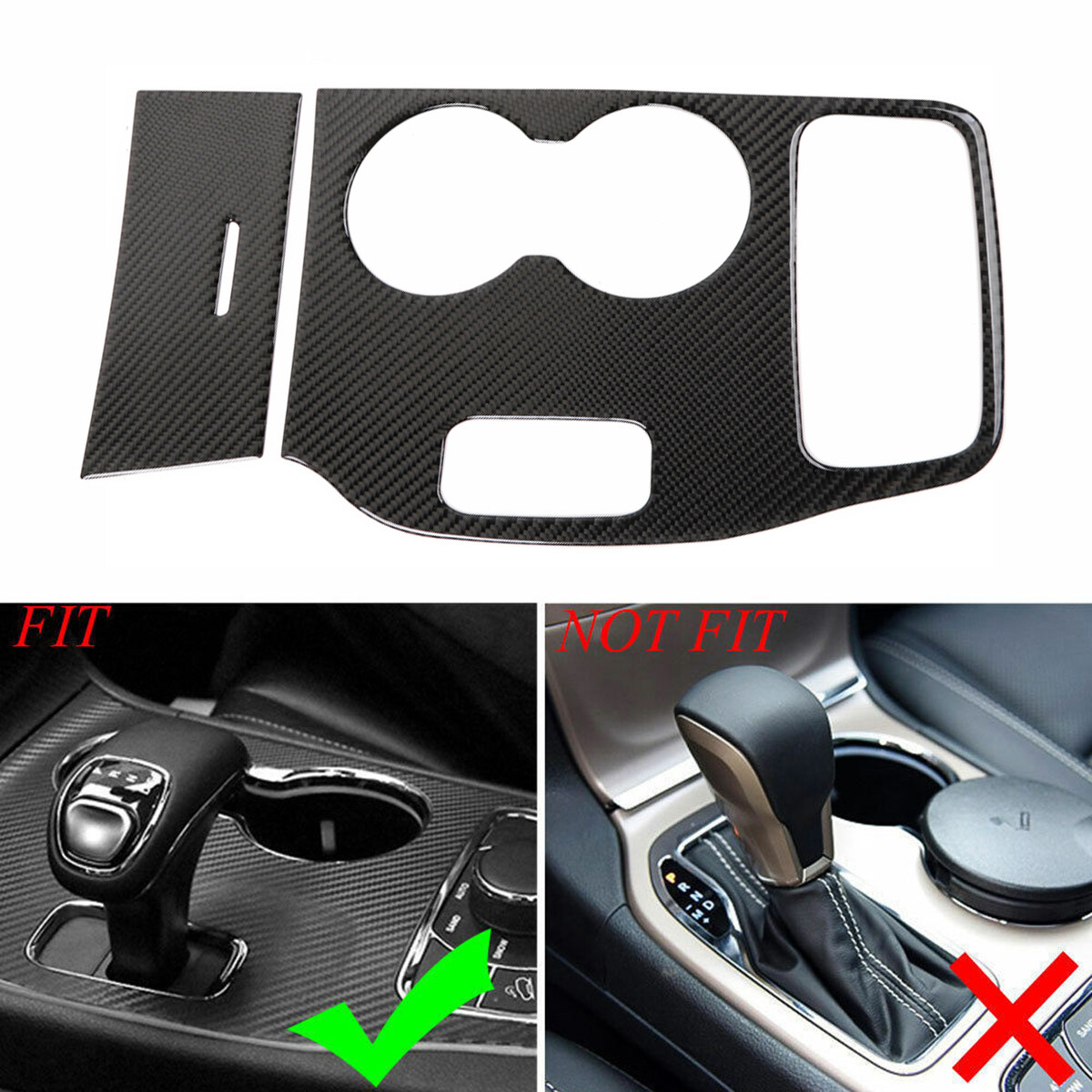 Real Carbon Fiber Gear Shifter Panel Cover – For Jeep Grand Cherokee 2014-2015 (Manual)