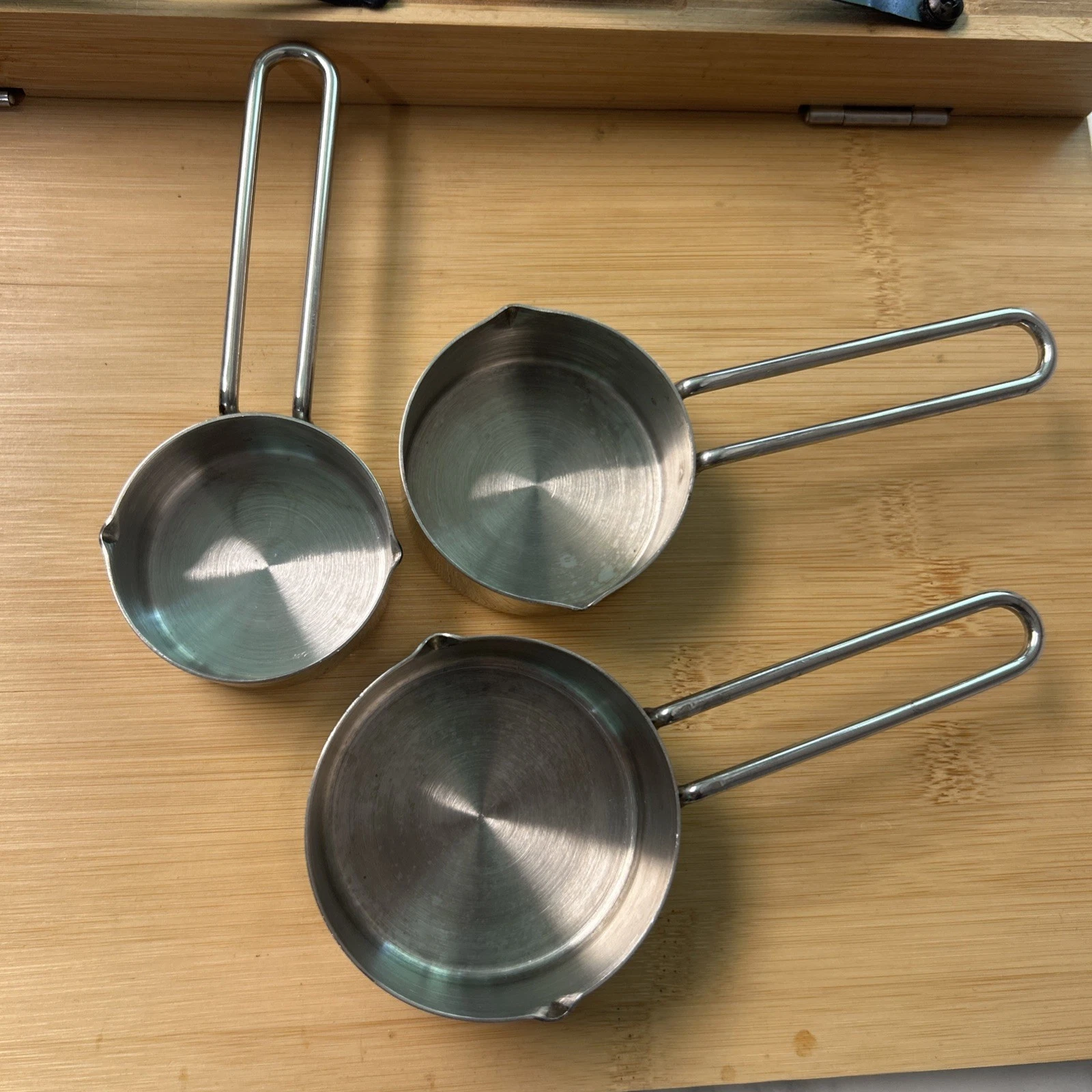 Vintage Lot 3- Stainless Steel Measuring Cups with Pour Spouts