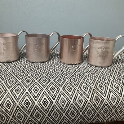 Smirnoff Mule Anodized Pink Copper Aluminum Barware Mug Set Of 4 Good Condition