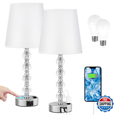 Acaxin Crystal Table Lamp Set Of 2 For Bedroom/Living Room 17.5In White