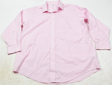 Brooks Brothers MADISON Shirt Mens 17.5 Pink White Plaid Long Sleeve Button-Up