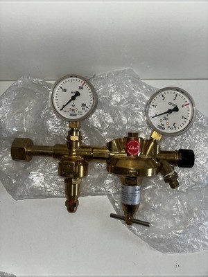 Vulkan Druckminderer F10/2 200 Stickstoff + 2x WIKA Manometer 0-4 / 0-315 bar 