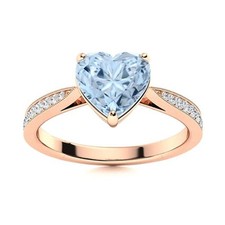 Aquamarine Stone New Solitaire with Accents Crown Chakra Ring Sterling Silver