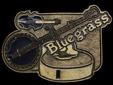JI01116 VINTAGE 1970s  BLUEGRASS  GUITAR, BANJO  FIDDLE BRASSTONE BUCKLE