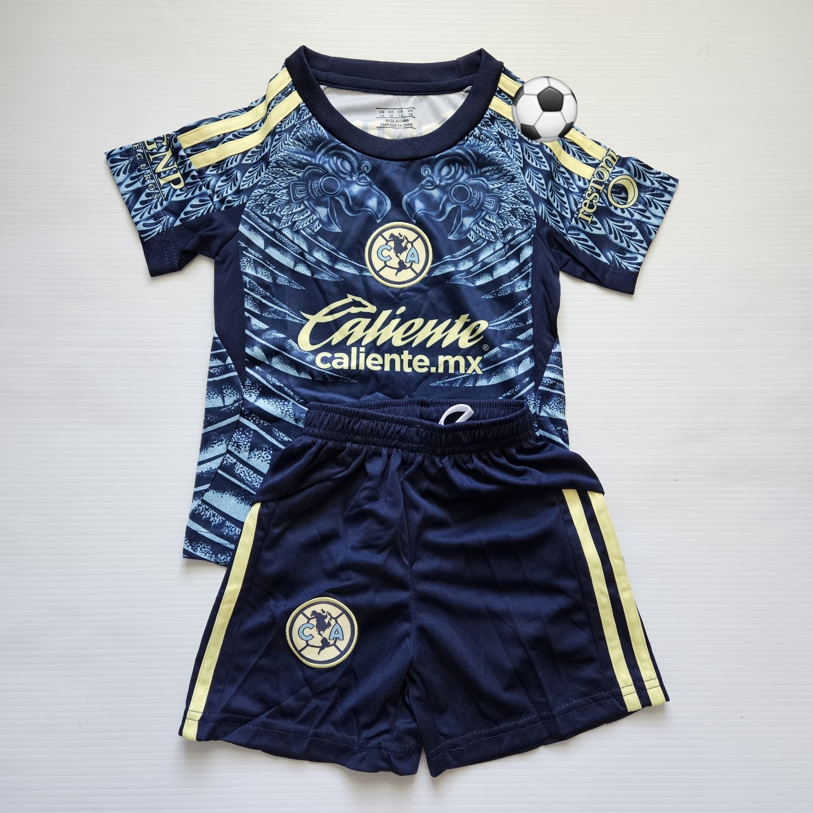 Kid's jersey blue color Futbol Jersey, Club America Soccer uniform, Top & shorts