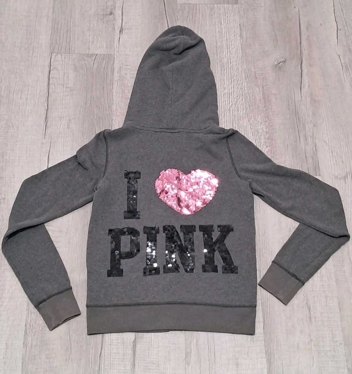 Victoria’s Secret Love Pink Y2K Sequined Bling Hoodie Jacket Womens Small