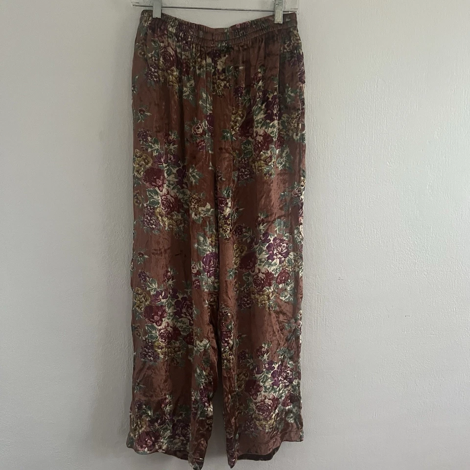 Pantalones de Terciopelo April Cornell Evermore Bronce Floral Para Mujer’s S Bolsillos Pull On Nuevos con Etiquetas Foto 2 de 4