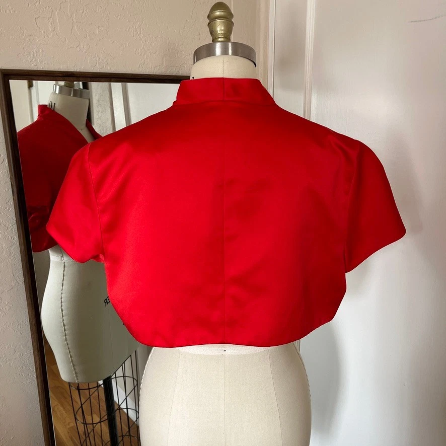 Chaqueta de manga corta Davids Bridal Bolero para mujer encogida roja 14/16 Foto 3 de 4