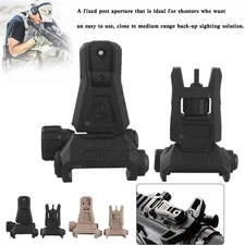 Folding Back Up Iron Sight Tactical Picatinny Rail Flip Up Front Rear Sights Set