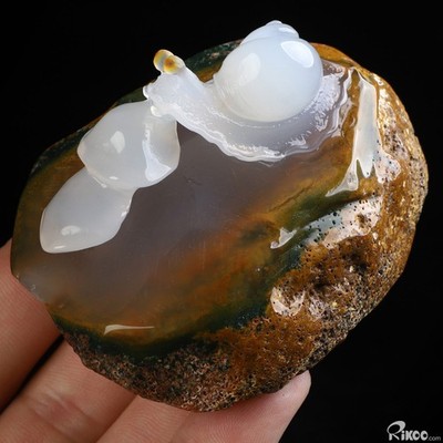 3.1'' Agate Hand Carved Crystal Snail Sculpture, Crystal Healing