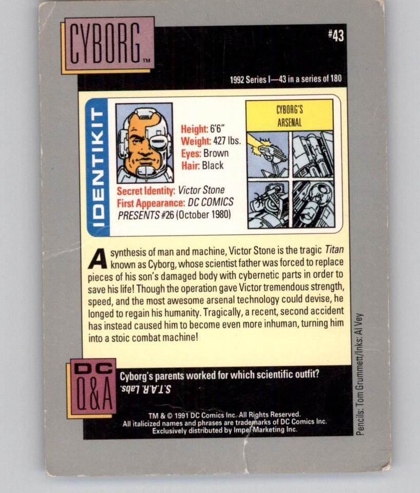 DC Comics 43 1992 Series Earth's Mightiest Heroes Trading Card
