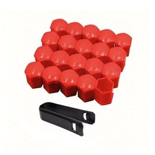 20 x COPRIBULLONI COPRI BULLONI DADI TAPPI  RUOTE AUTO UNIVERSALI - ROSSO - 17mm