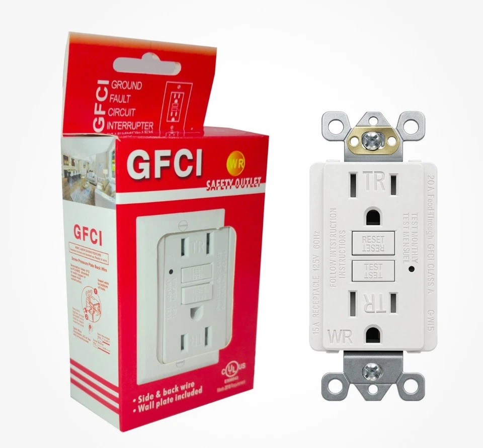 10PK GFCI 15AMPGFI Safety Outlet Receptacle w/ Wall Plate LED Indicator TR WR - Image 2 of 4